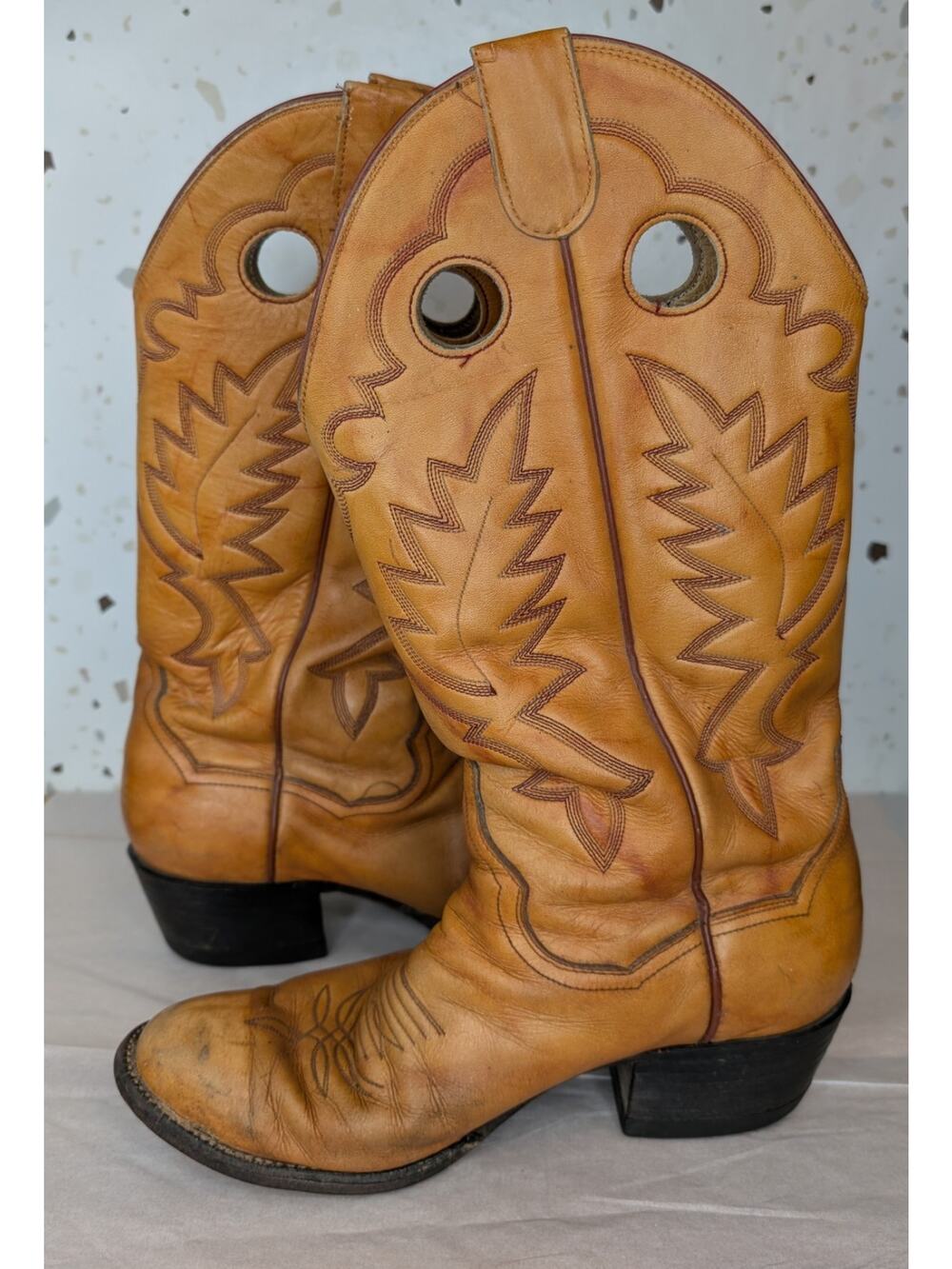 Vintage Western Cowboy Boots Brown Leather by Panhandle Slim Sanders 7.5 D